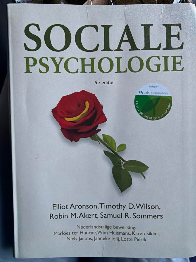 Sociale Psychologie - 9e editie (Aronson et al.), Ophalen of Verzenden, Zo goed als nieuw, Sociale psychologie
