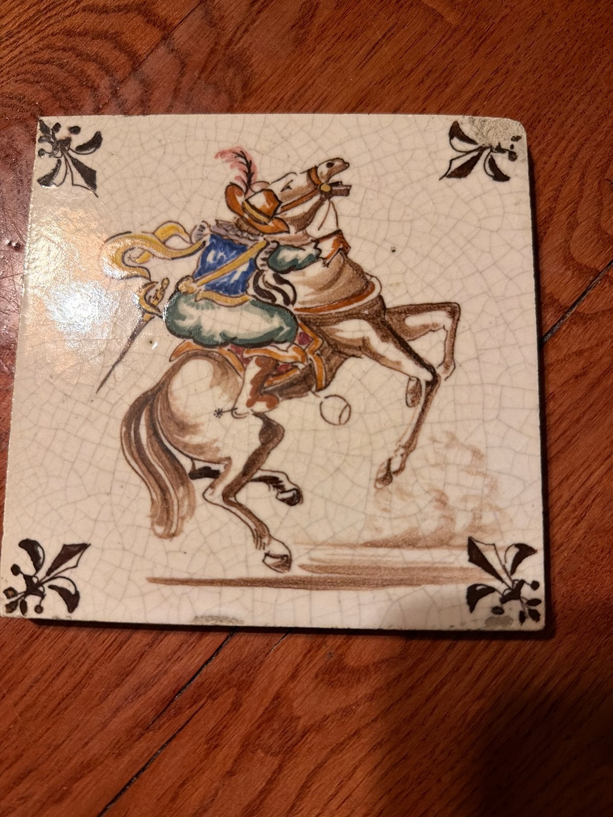 Antieke Hollandse tegel met ruiter te paard, Antiek en Kunst, Ophalen of Verzenden