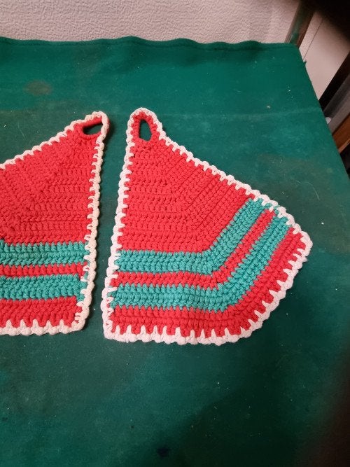 pannenlappen retro gehaakt rood, Ophalen of Verzenden, 'T Olde Gre-j, Info@toldegrej.nl, Endepoelstraat 20f Didam