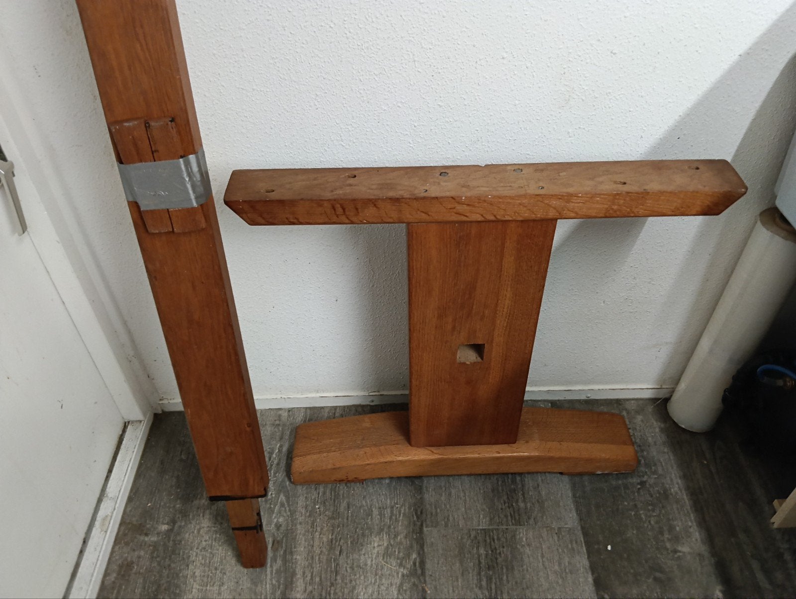 robuuste massief eiken onderstel eettafel €15, Ophalen, Zo goed als nieuw, Eikenhout