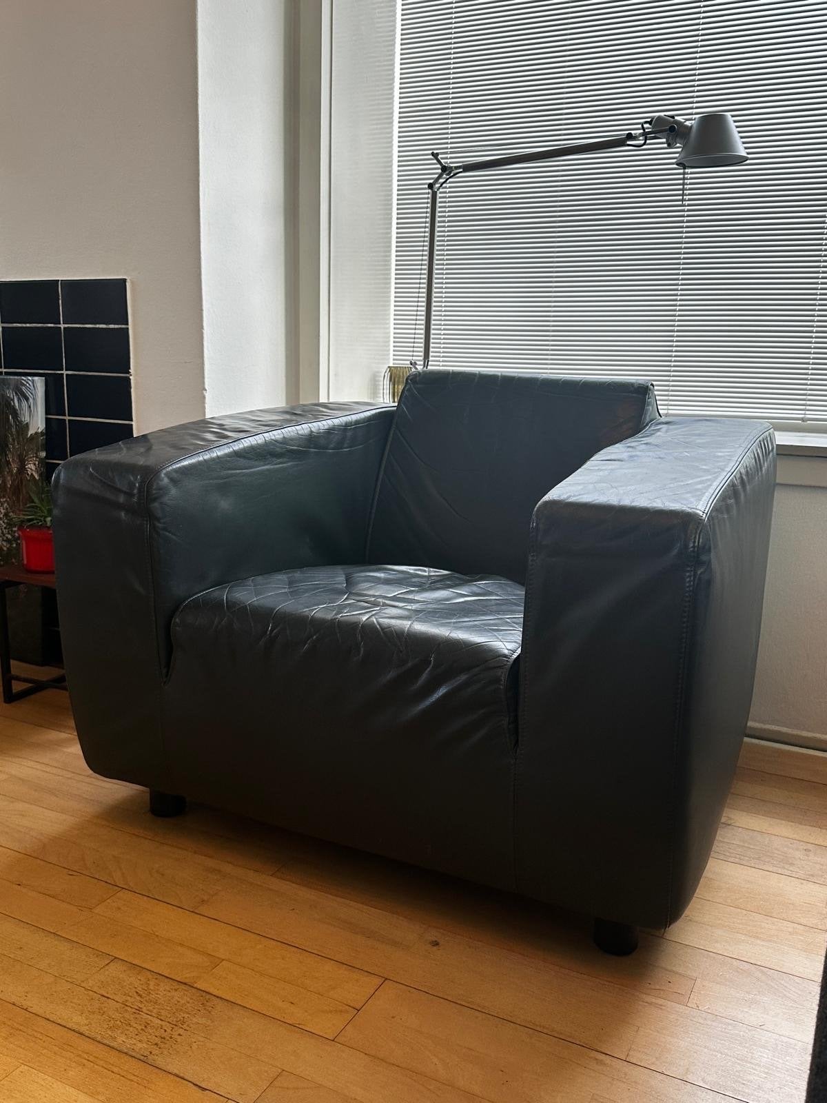 Vintage lederen fauteuil - uitzonderlijk fijne zit, Huis en Inrichting, Ophalen, Gebruikt, Leer, 75 tot 100 cm