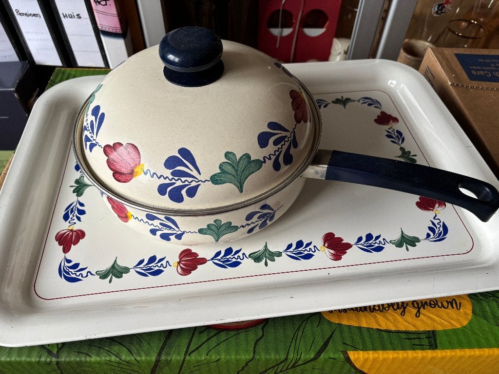 Boerenbont hapjespan met deksel Boerenbond, Huis en Inrichting, Gebruikt, Overige typen, Ophalen of Verzenden, Met deksel