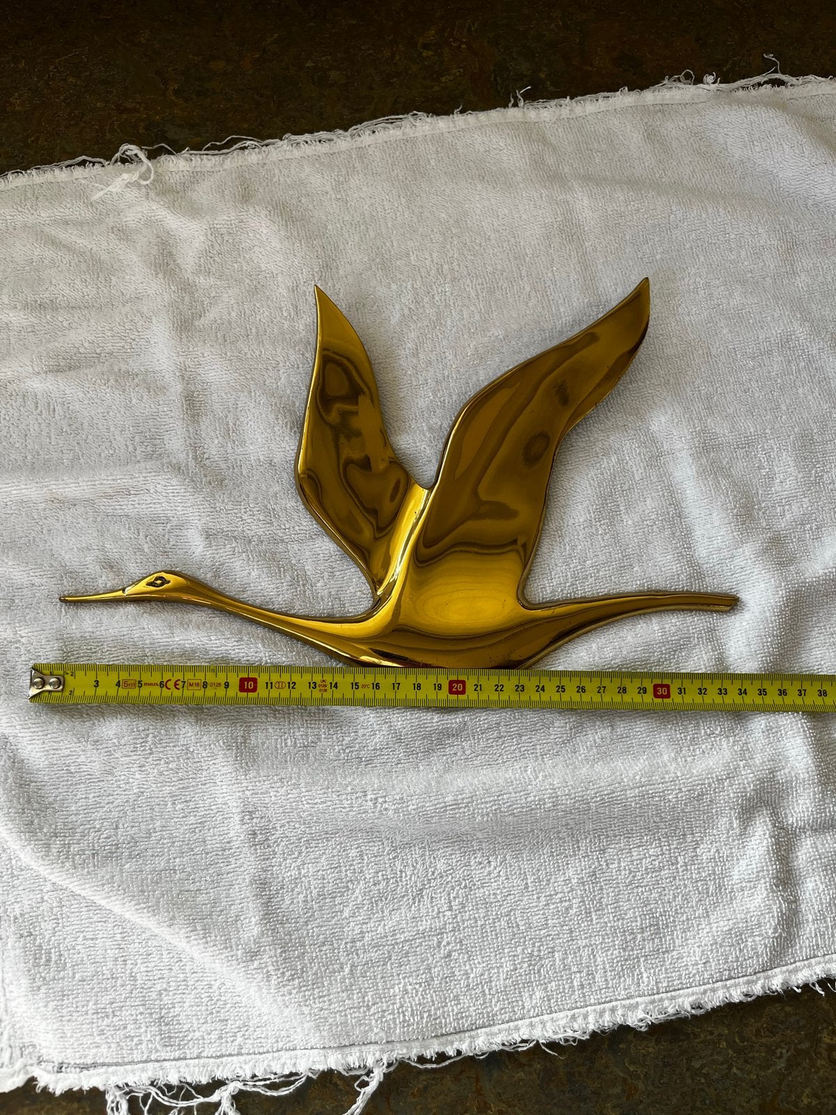 Messing Kraanvogel Wanddecoratie - Vintage Stijl, Vintage, Gebruikt, Ophalen of Verzenden, Goud