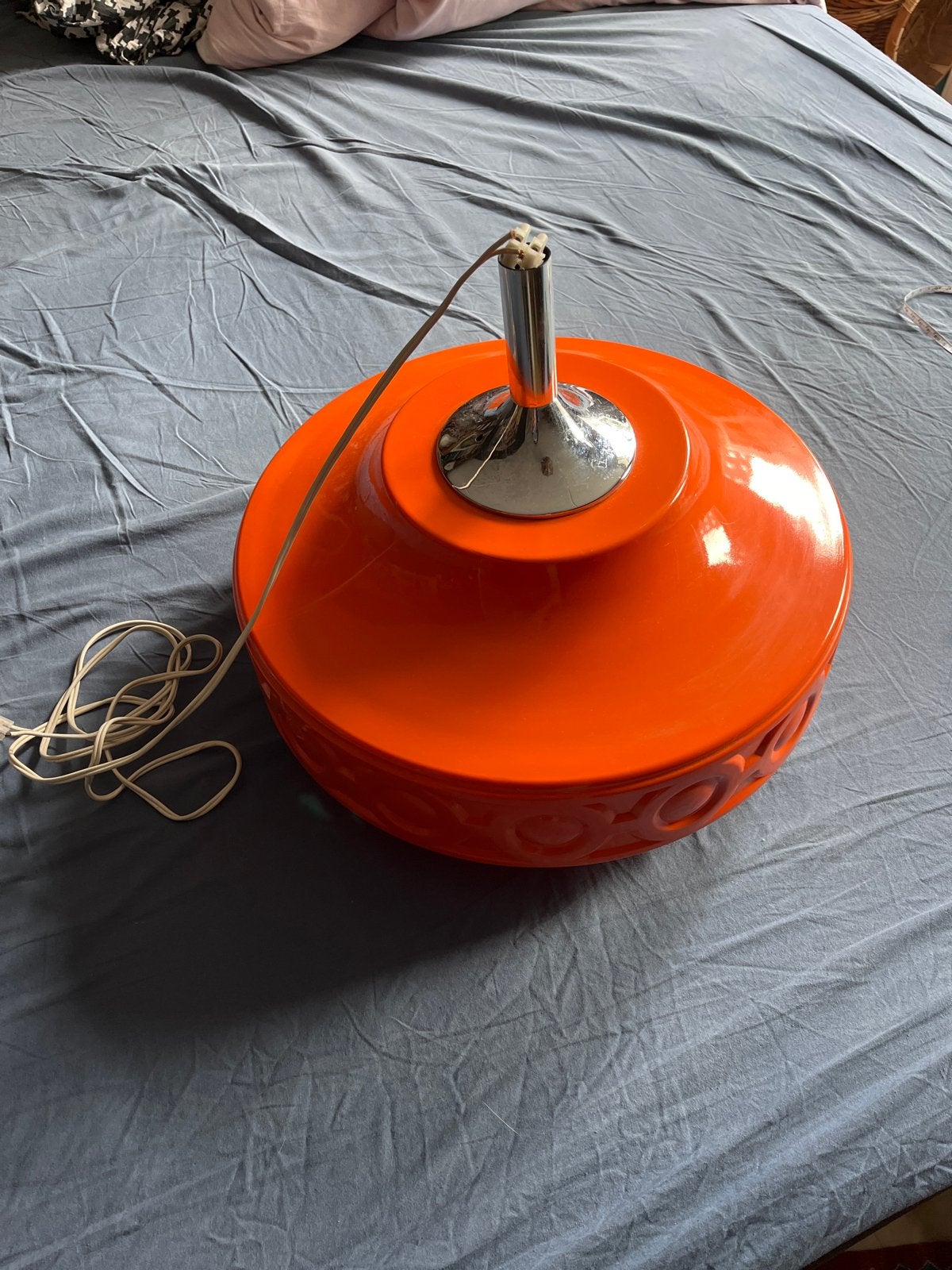 Vintage Oranje Hanglamp - Jaren '70 Design, Ophalen of Verzenden, Gebruikt, Kunststof, E27 (groot)