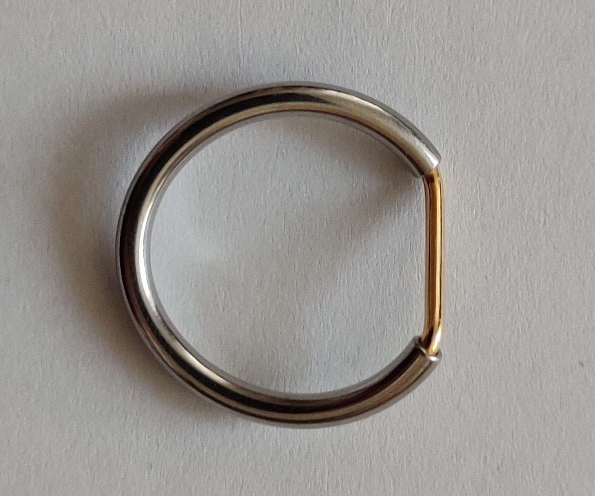 Titanium ring met 14 karaats goud, maat 19, Sieraden, Tassen en Uiterlijk, Piercings, Ophalen of Verzenden, Zo goed als nieuw