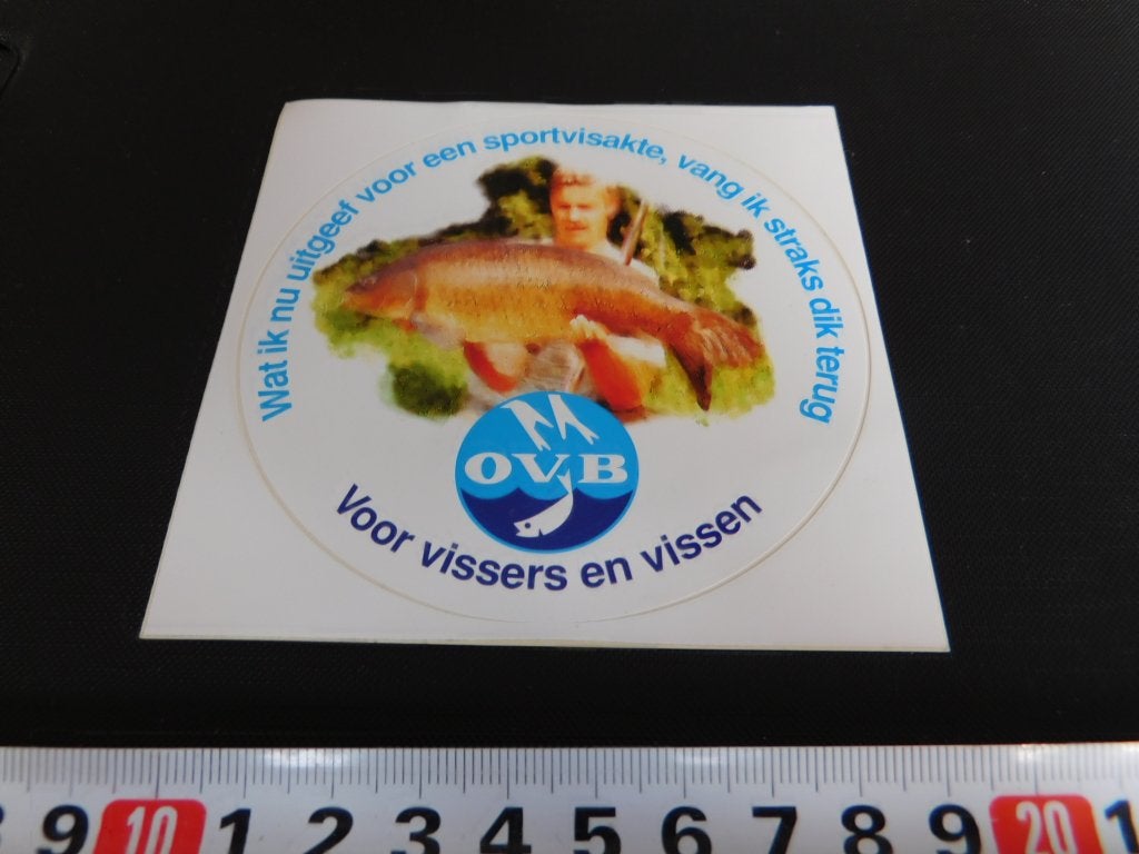 sticker OVB voor vissers en vissen / sportvisakte *, Verzamelen, Ophalen, Zo goed als nieuw