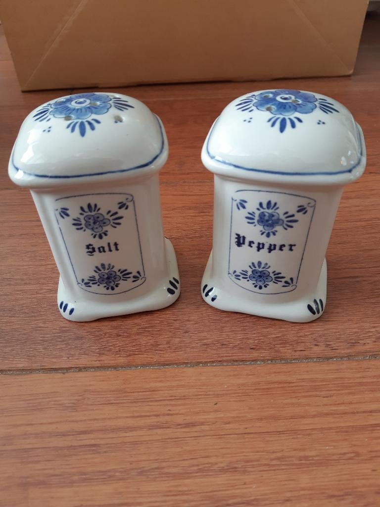 Delfts blauw 'pepper and salt'-stel 6,5x6cm ca. 10cm hoog B, Ophalen of Verzenden