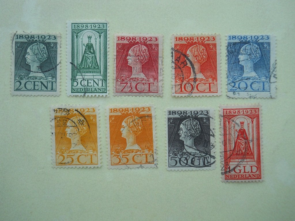 Nederland 1923 Regeringsjubileum Nvph.121-129 gestempeld, Ophalen of Verzenden, T/m 1940, Gestempeld