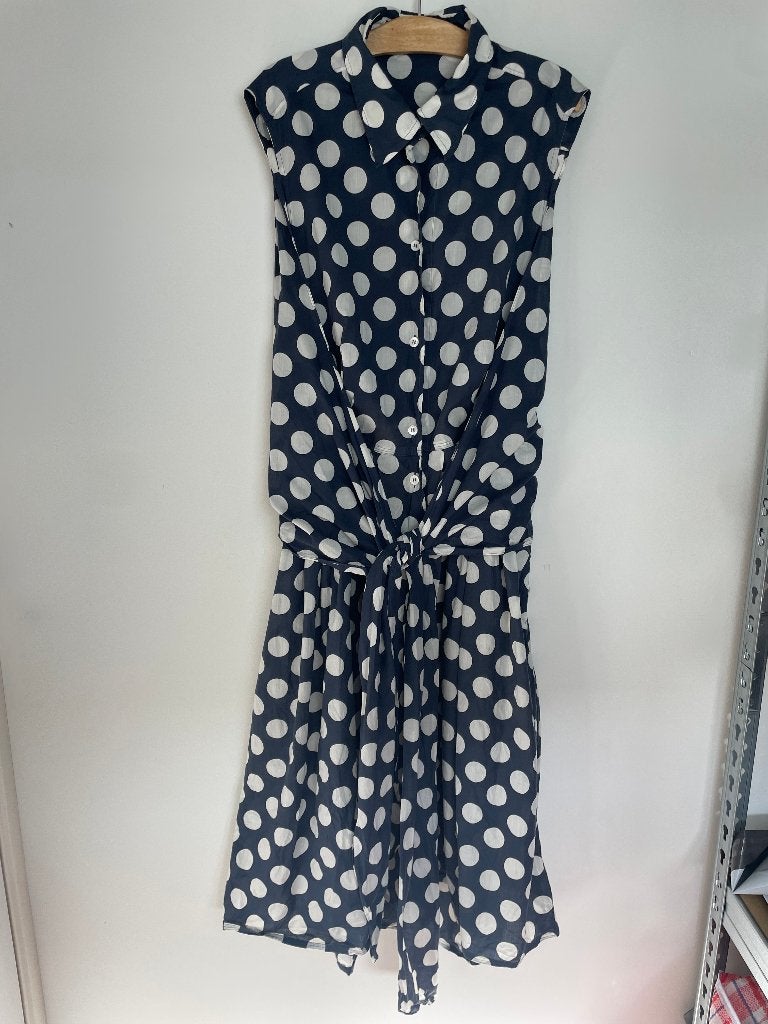 Sofie D’hoore polkadot gedrapeerde jurk blauw wit 36, Blauw, Ophalen of Verzenden, 47 Rue des Petits Carmes Bus 1D, 1000 Bruxelles