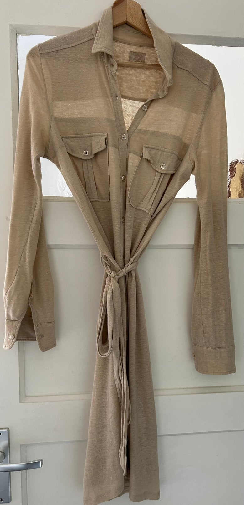 Mooie LINNEN zomerjurk S/M! Blaumax!, Kleding | Dames, Beige, Ophalen of Verzenden, Zo goed als nieuw, Maat 36 (S)