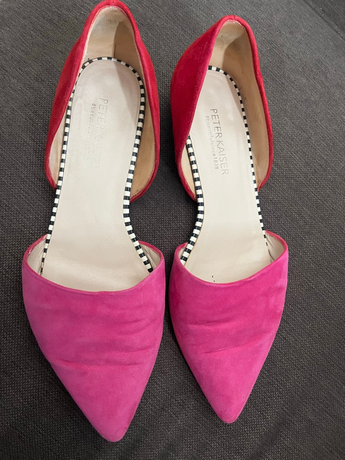 Peter Kaiser suède ballerina's roze/rood maat 38,5, Ophalen of Verzenden, Gedragen, Roze, Ballerina's