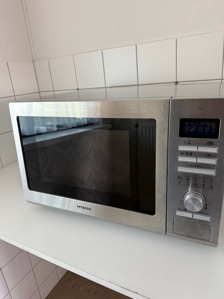 Hitachi MCG30 Combimagnetron - Zilver, Zo goed als nieuw, Witgoed en Apparatuur, Magnetrons, Zo goed als nieuw, Vrijstaand, Combimagnetron