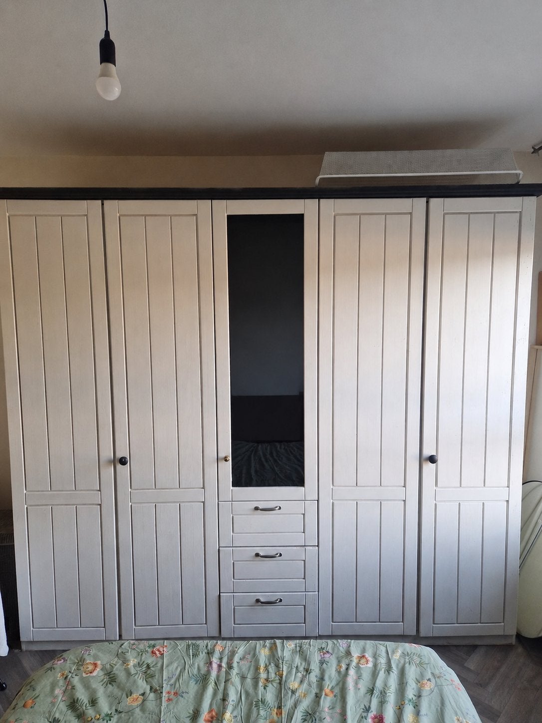 Grote kledingkast met spiegel en lades, Huis en Inrichting, Kasten | Kledingkasten, Ophalen, Gebruikt, 200 cm of meer, Met lade(s)
