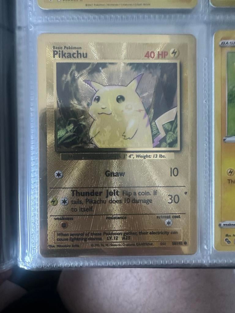 Pikachu (CEL BS 58) gold card metal goud, Ophalen of Verzenden, Nieuw, Losse kaart, Foil