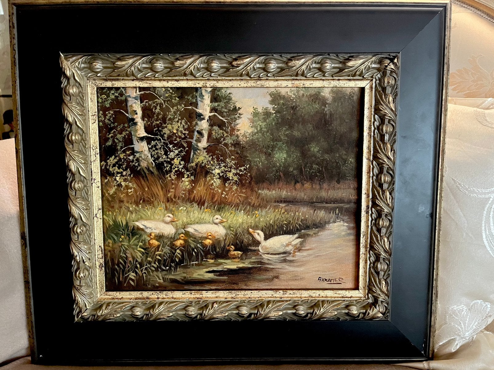 Prachtig olieverf schilderij met eendjes, Ophalen