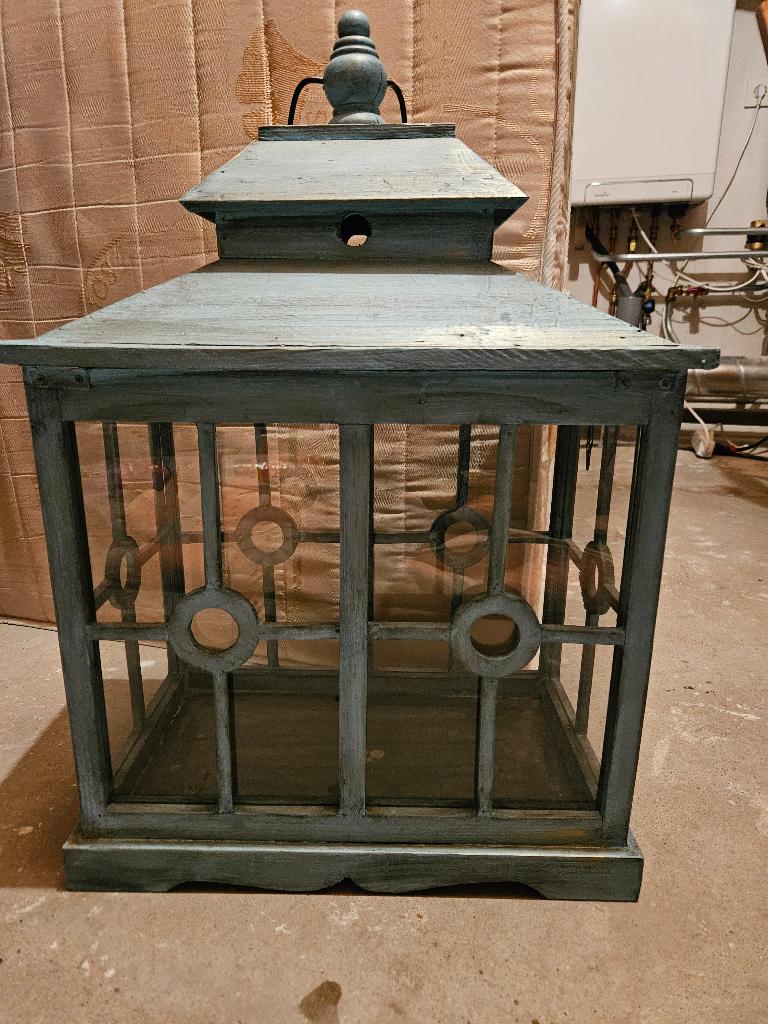 houten lantaarn XL, Ophalen, Gebruikt, Hout, Kandelaar