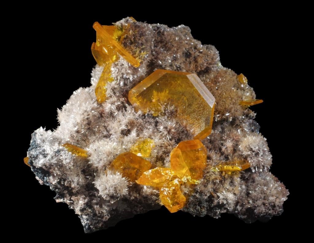 **TOP** WULFENIET kristallen uit de Erupcion mijn, Mexico, Ophalen of Verzenden, Mineraal