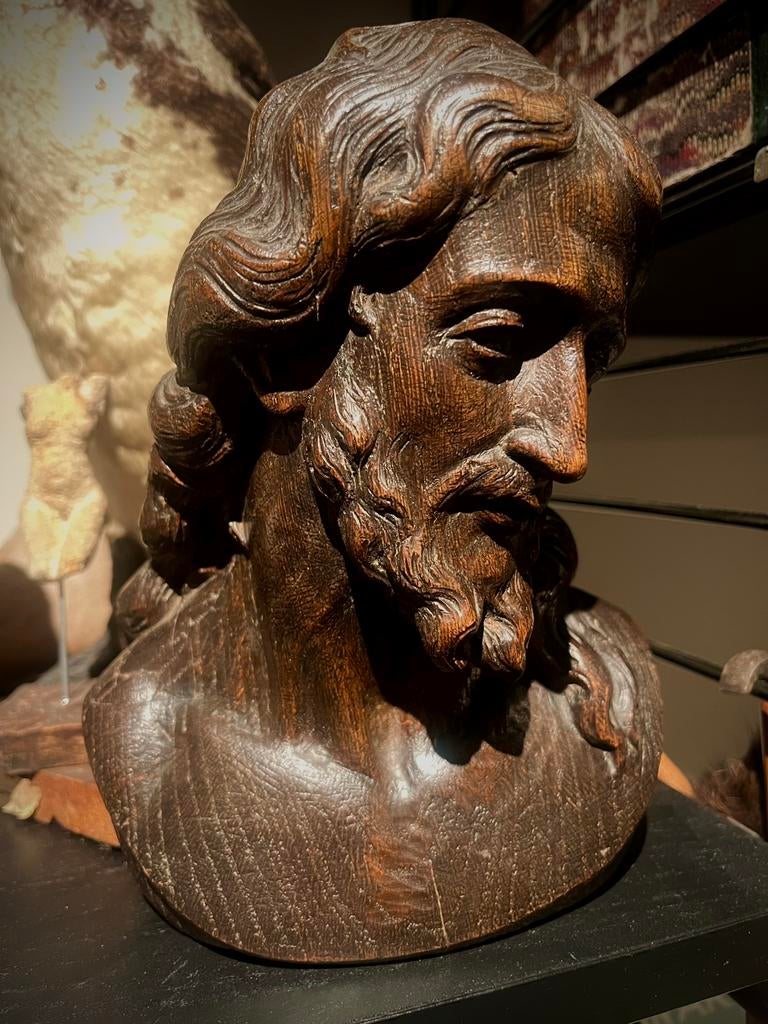 18e eeuwse Eikenhouten buste, Antiek en Kunst, Antiek | Religie, Ophalen of Verzenden