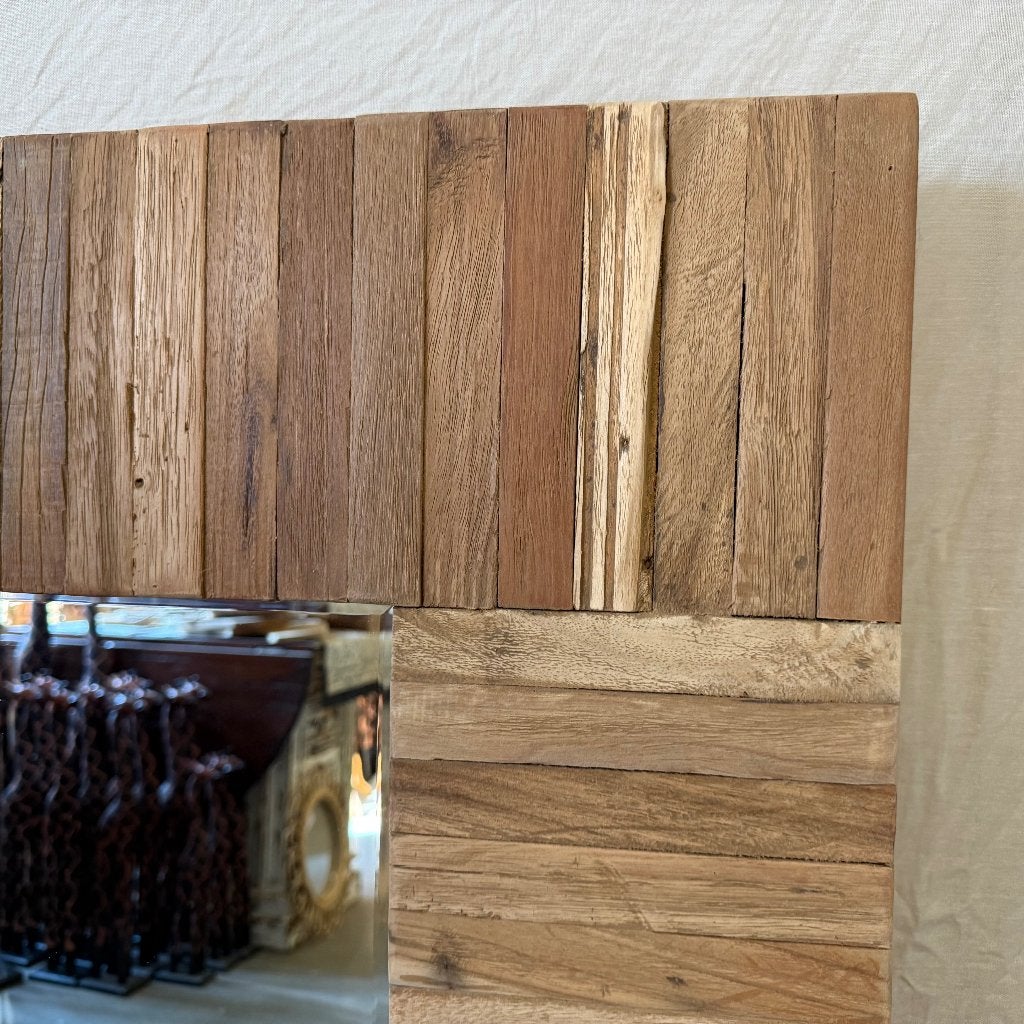 spiegel facet met teak lijst - 135 x 80 cm - Gratis bezorgd, Huis en Inrichting, TTM Wonen, Meubels – (Perzische) Tapijten en Woonaccessoires