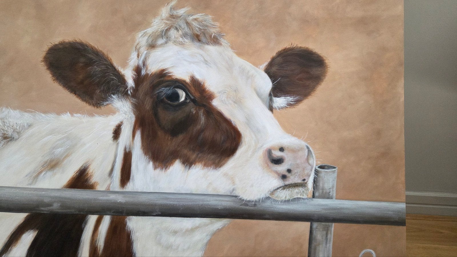 Schilderij Roodbonte Koe, Ophalen