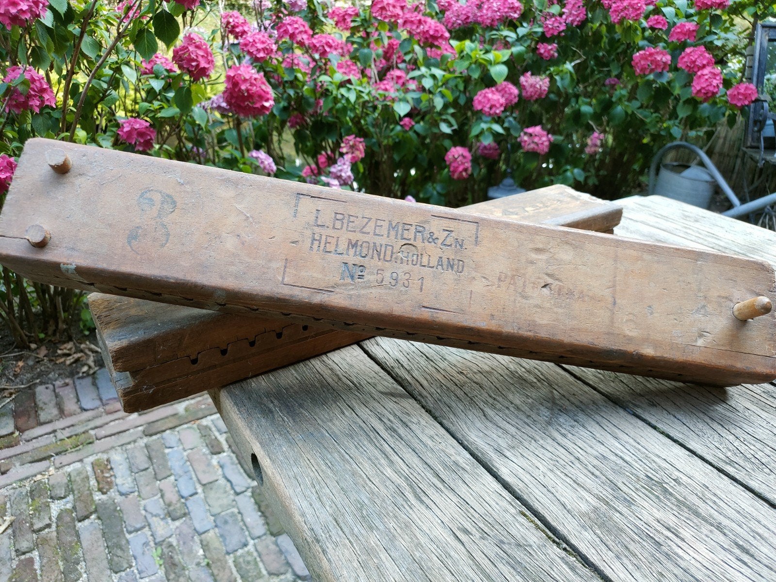 Antieke houten sigarenmaL. Bezemer & Zn Helmond Holland, Antiek en Kunst, Ophalen of Verzenden