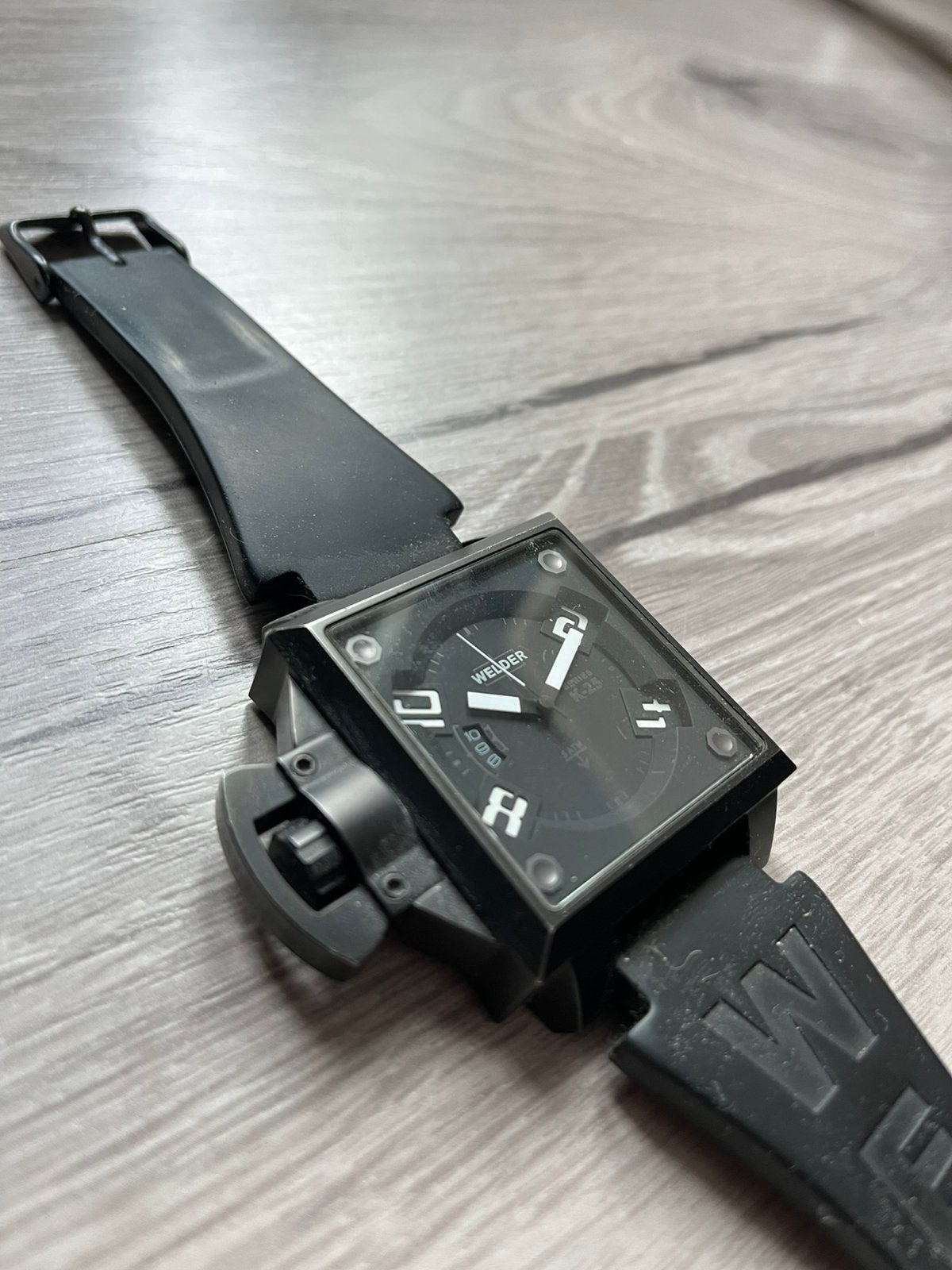 Welder K25 horloge zwart 46x46mm by Italo Fontana, Sieraden, Tassen en Uiterlijk, Horloges | Heren, Ophalen, Gebruikt, Overige merken