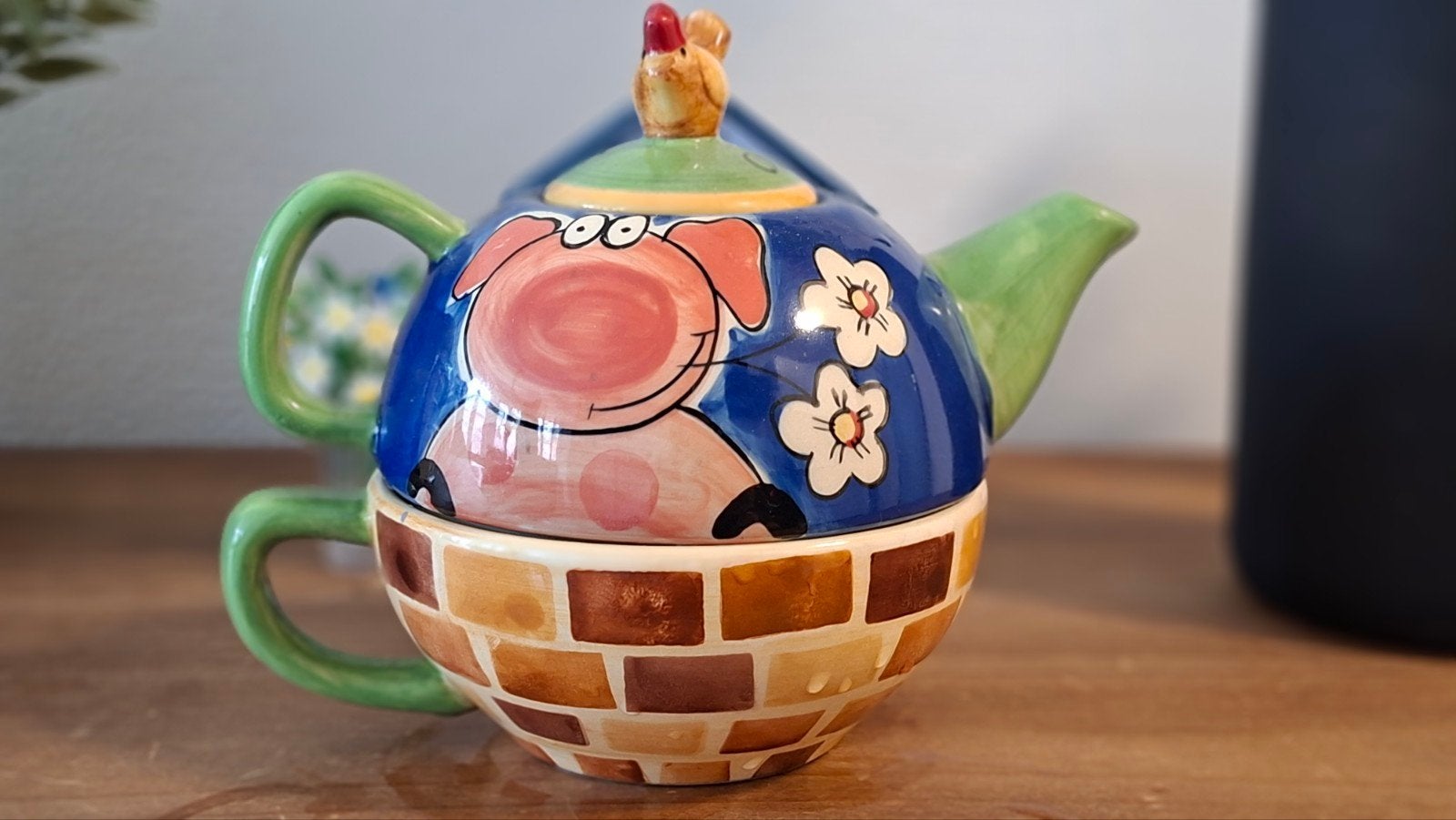 Vintage Price & Kensington Pinky the Pig theepot en mok, Nieuw, Steen/keramiek, Meerkleurig, Overige merken
