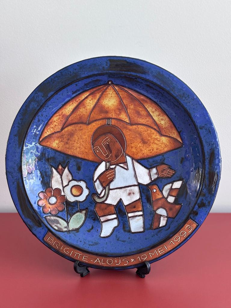 Groot Keramiek Wandbord Henk Potters - Ø 30 cm - Gesigneerd!, Ophalen of Verzenden