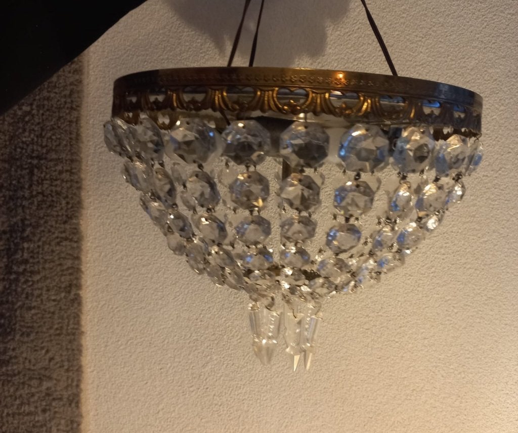 Antieke plafonniëre, Ophalen, Gebruikt, Glas, Jaren 30