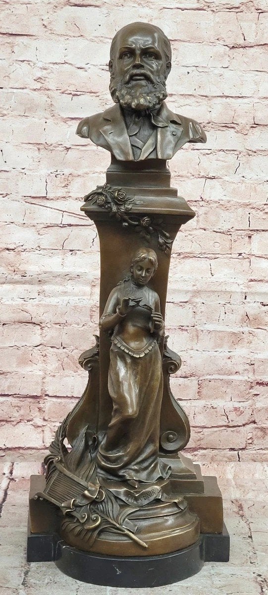 Borstbeeld van gounod brons  1893 op haalen, Tuin en Terras, Ophalen of Verzenden