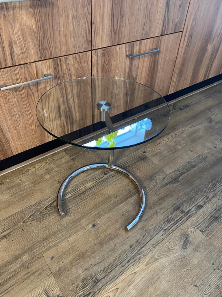 Design bijzettafel, chroom/glas, Minder dan 55 cm, Rond, Modern, Ophalen