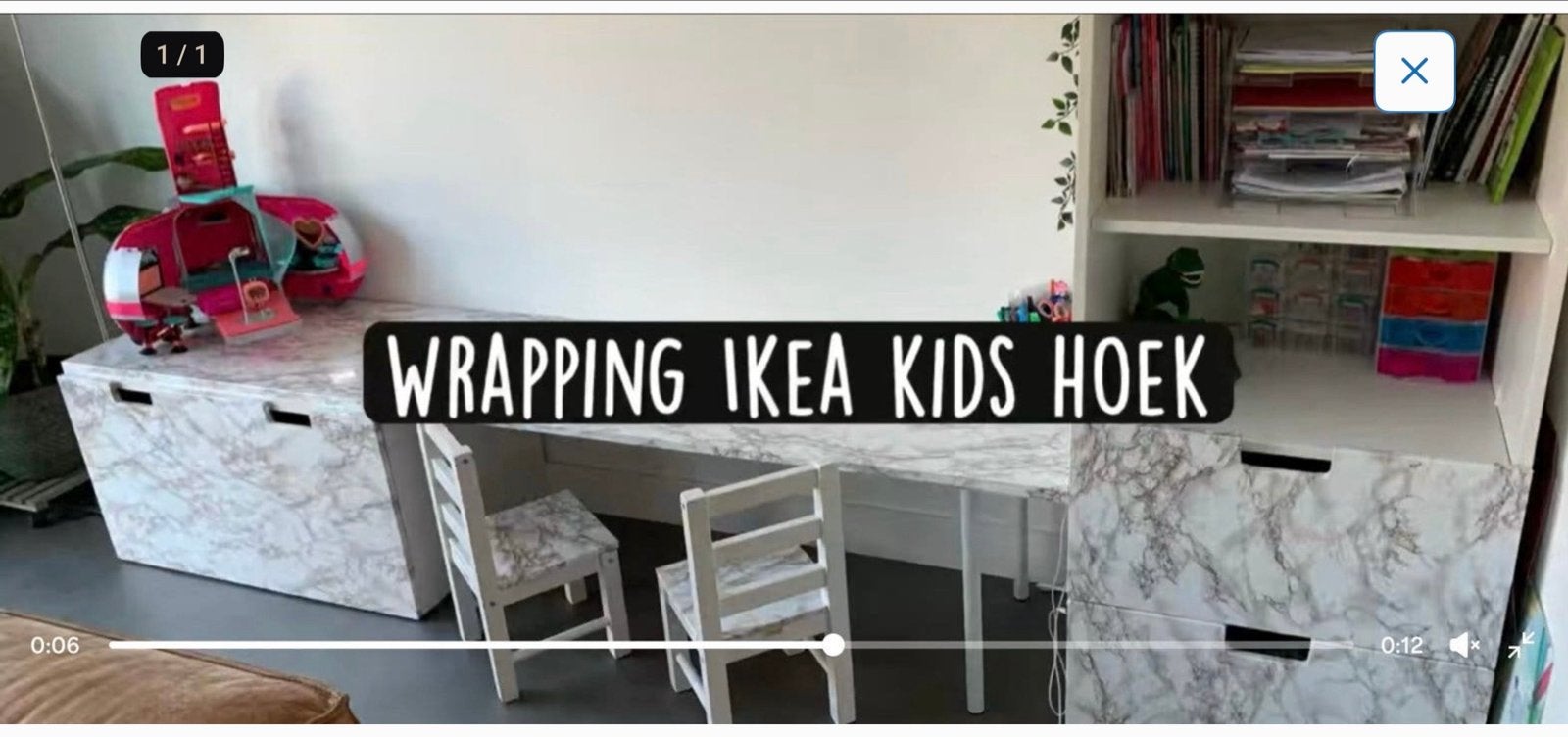 IKEA KALLAX/TROFAST opbergmeubel met marmeren wrap, Ophalen, Gebruikt, Kast, 50 tot 70 cm