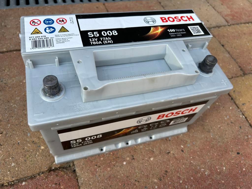 Bosch S5 008 77Ah 780A accu VW Golf 7 Tiguan Sportsvan Caddy, Ophalen, Gebruikt