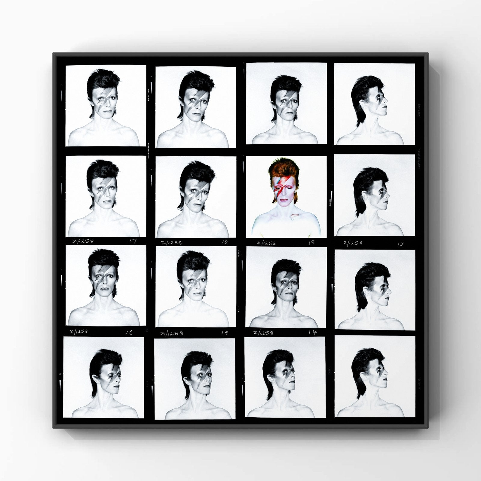 David Bowie — Aladdin Sane Contactsheet, 1973 groot formaat, Minder dan 50 cm, Verzenden, Nieuw, Foto of Poster