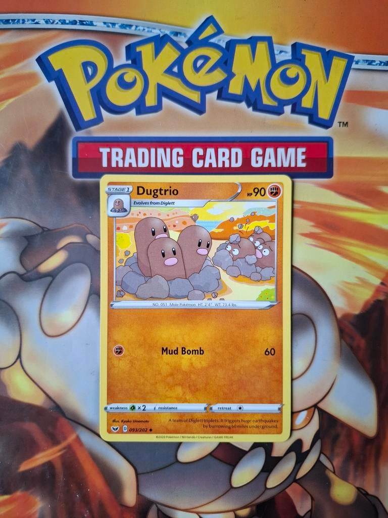 Dugtrio 093/202 Sword&Shield base set pokemon kaart nm, Ophalen of Verzenden, Zo goed als nieuw, Losse kaart