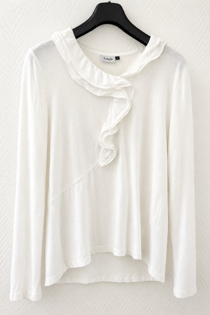 Lynde XL - Elegante Dames blouse Wit met Volantkraag, Kleding | Dames, Lynde XL, Wit, Maat 42/44 (L), Ophalen of Verzenden