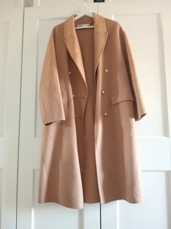 zara camelkleurige lange wollen jas (m), Kleding | Dames, Jassen | Winter, Maat 38/40 (M), Bruin, Verzenden, Zara