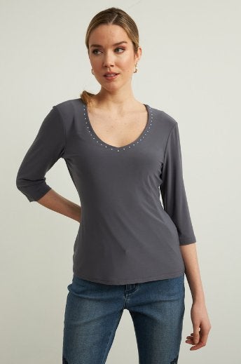 Joseph Ribkoff chique grijs stretch tuniek mt 36/38, Maat 38/40 (M), Verzenden, ., Joseph Ribkoff