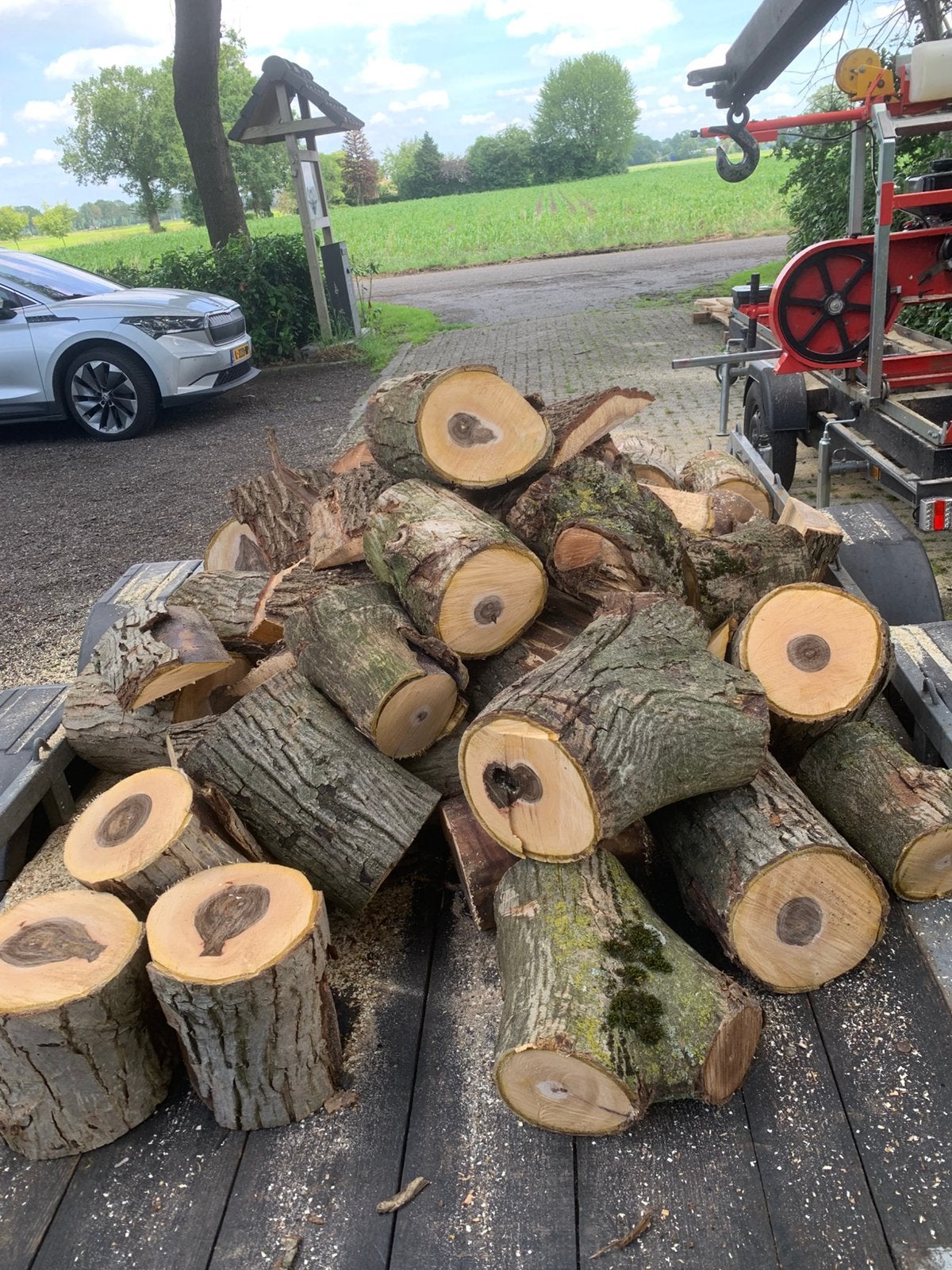 Ongeveer 1 kuub walnoot/eiken haardhout 60,-, Tuin en Terras, Haardhout, Minder dan 3 m³, Ophalen