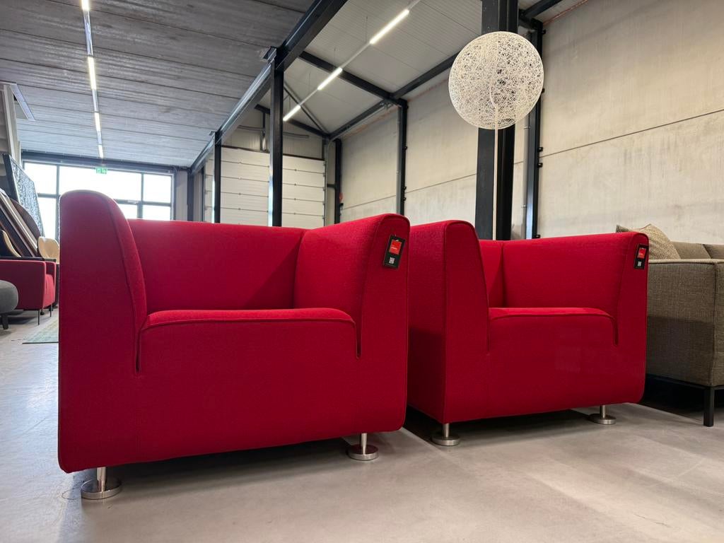 2 Nieuw Gelderland 4800 Fauteuils Rood Vidar Stof Stoel