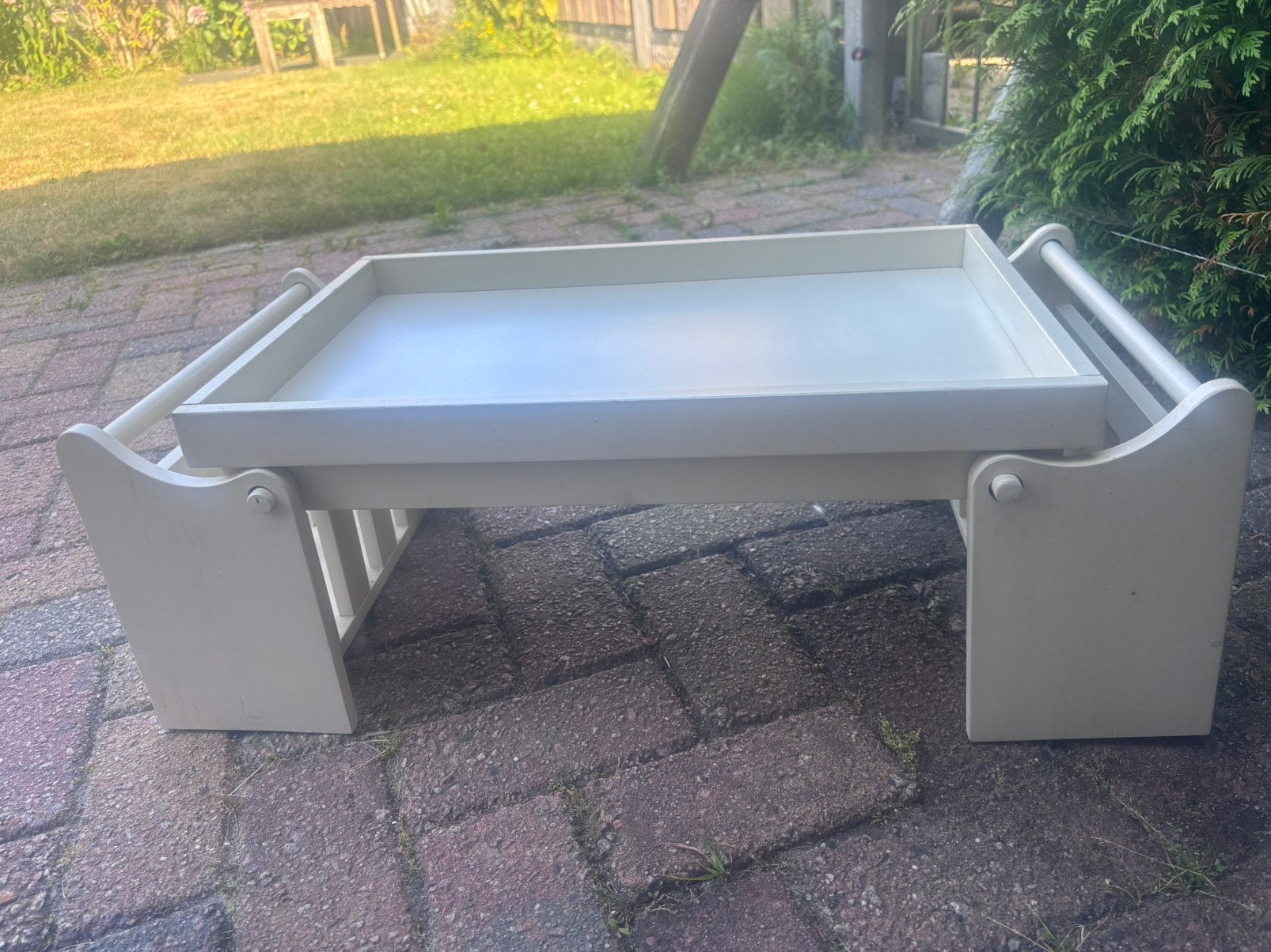 Houten bedtafeltje / ontbijt-op-bed tafeltje, Ophalen, Hout, Wit, Overige typen