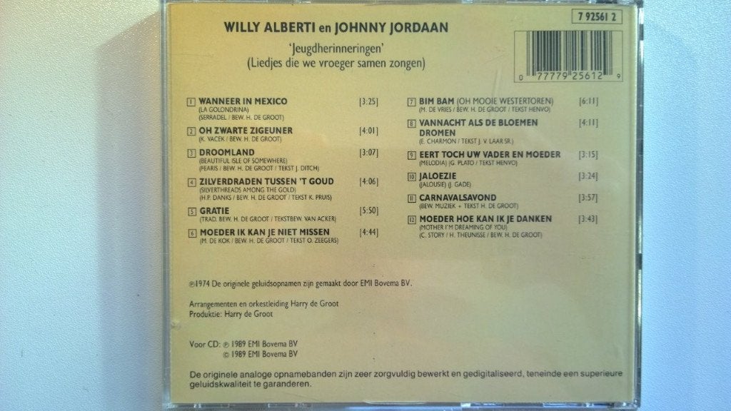 Willy Alberti En Johnny Jordaan - Jeugdherinneringen, Ophalen of Verzenden, Zo goed als nieuw, Levenslied of Smartlap