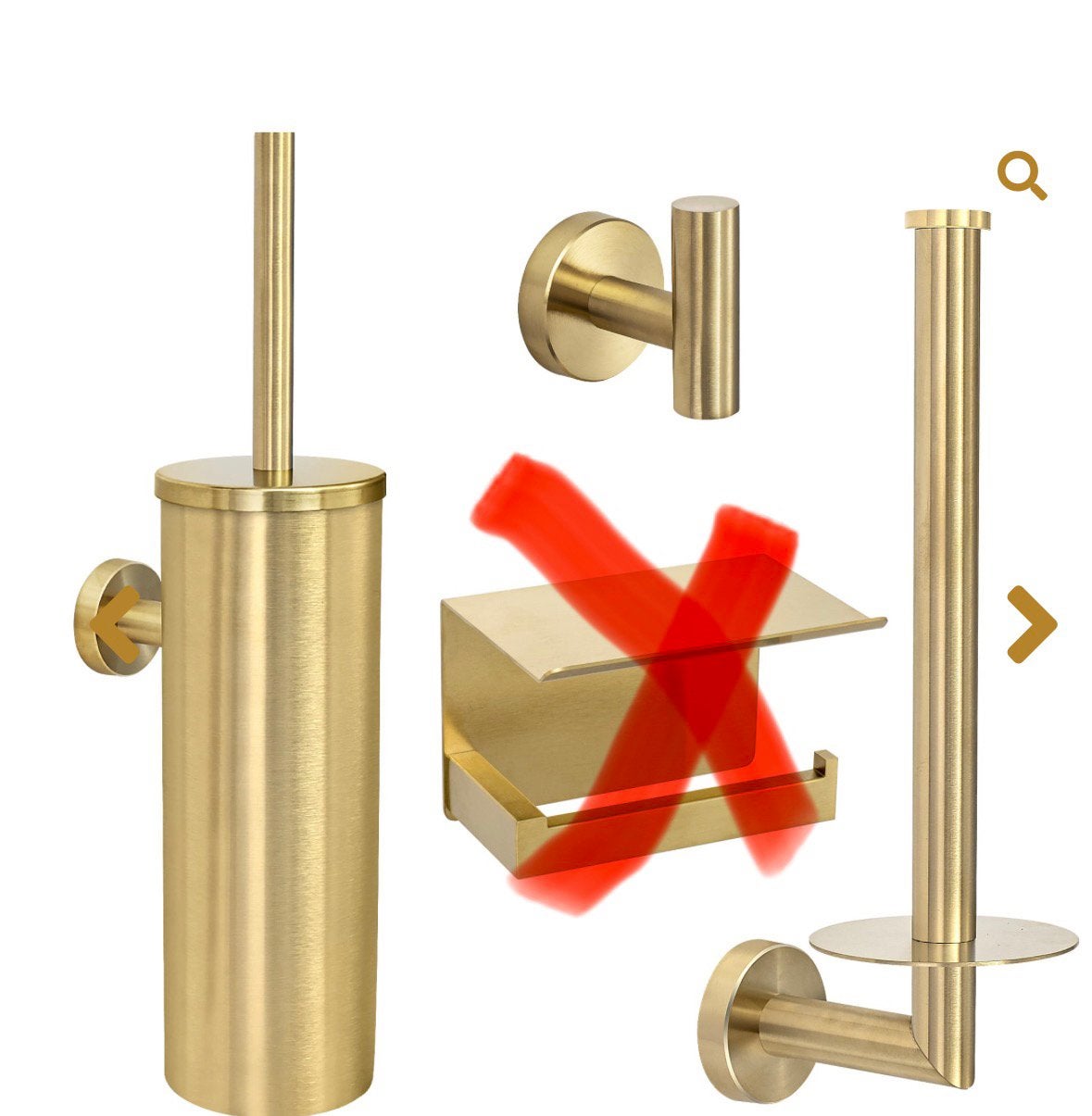 Complete set, wc borstel toiletrolhouder handdoek haak goud, Ophalen of Verzenden, Nieuw, Goud, Overige typen