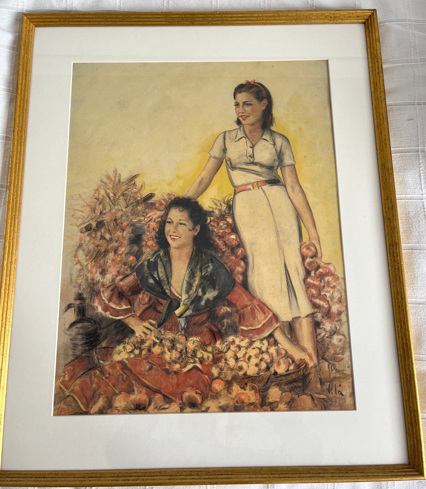 Emilio Vilà pastel gouache - handsigned, Ophalen of Verzenden
