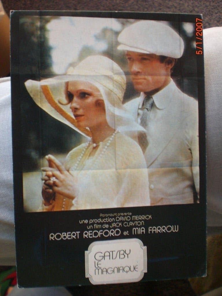 kaart Robert Redford Mia Farrow in 'The Great Gatsby, Ophalen of Verzenden, 1960 tot 1980, Ongelopen, Sterren en Beroemdheden