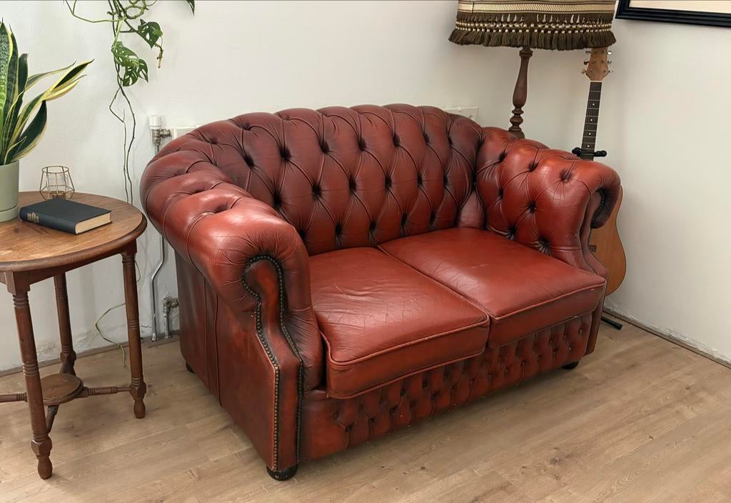Chesterfield bank 2-zitter, Ophalen, Gebruikt, 150 tot 200 cm, Tweepersoons