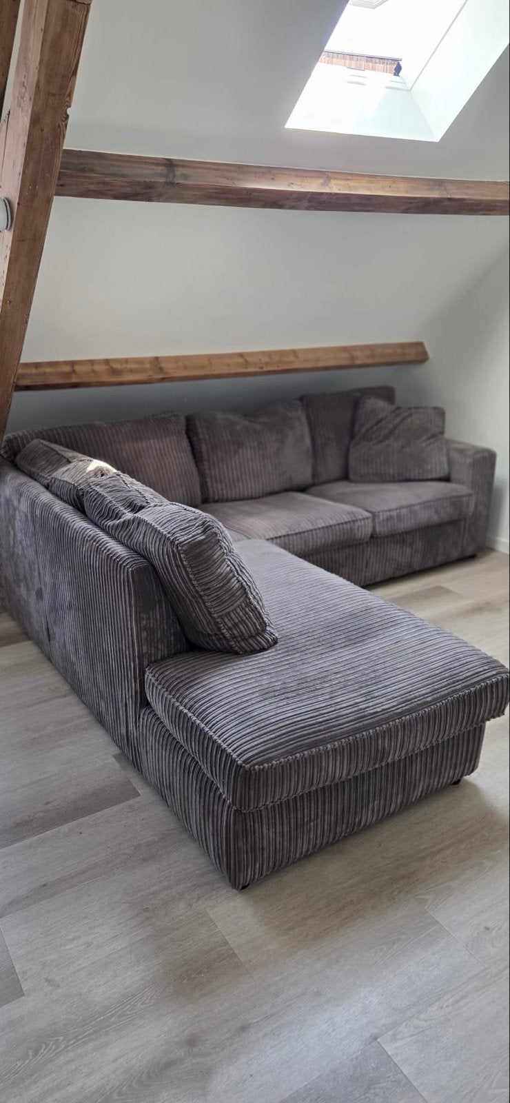 ribstof hoekbank - 2.45m x 2.20m, Ophalen, Hoekbank, Zo goed als nieuw, 200 tot 250 cm