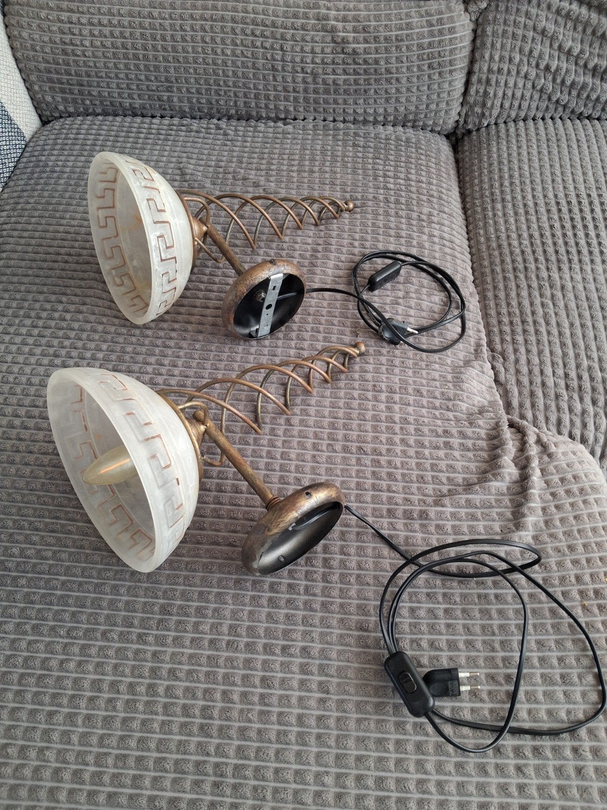 2 x vintage wandlampen Griekse stijl, Ophalen of Verzenden