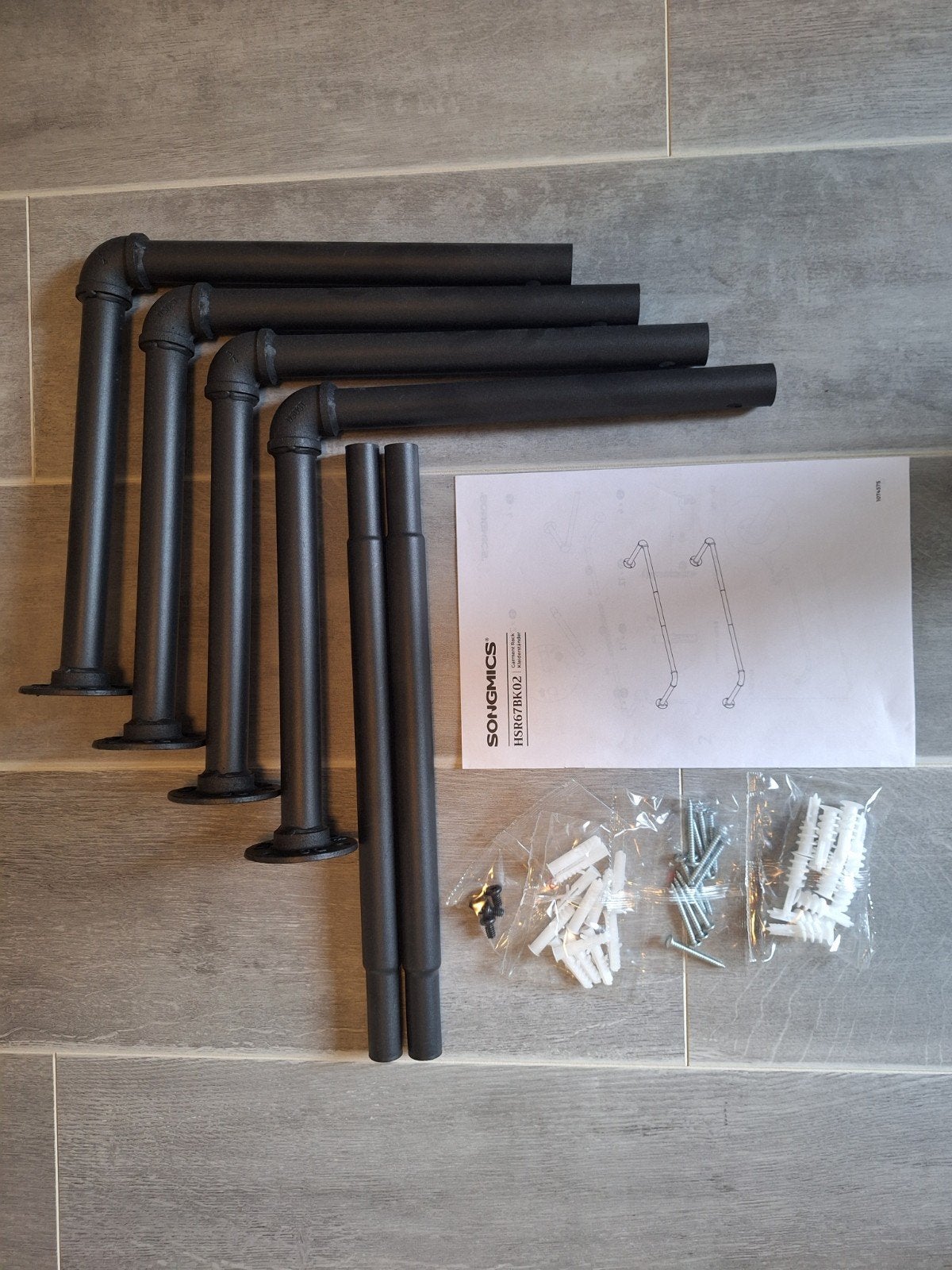 Industriële kledingstang/wandrek - Zwart metaal, Ophalen of Verzenden, Nieuw