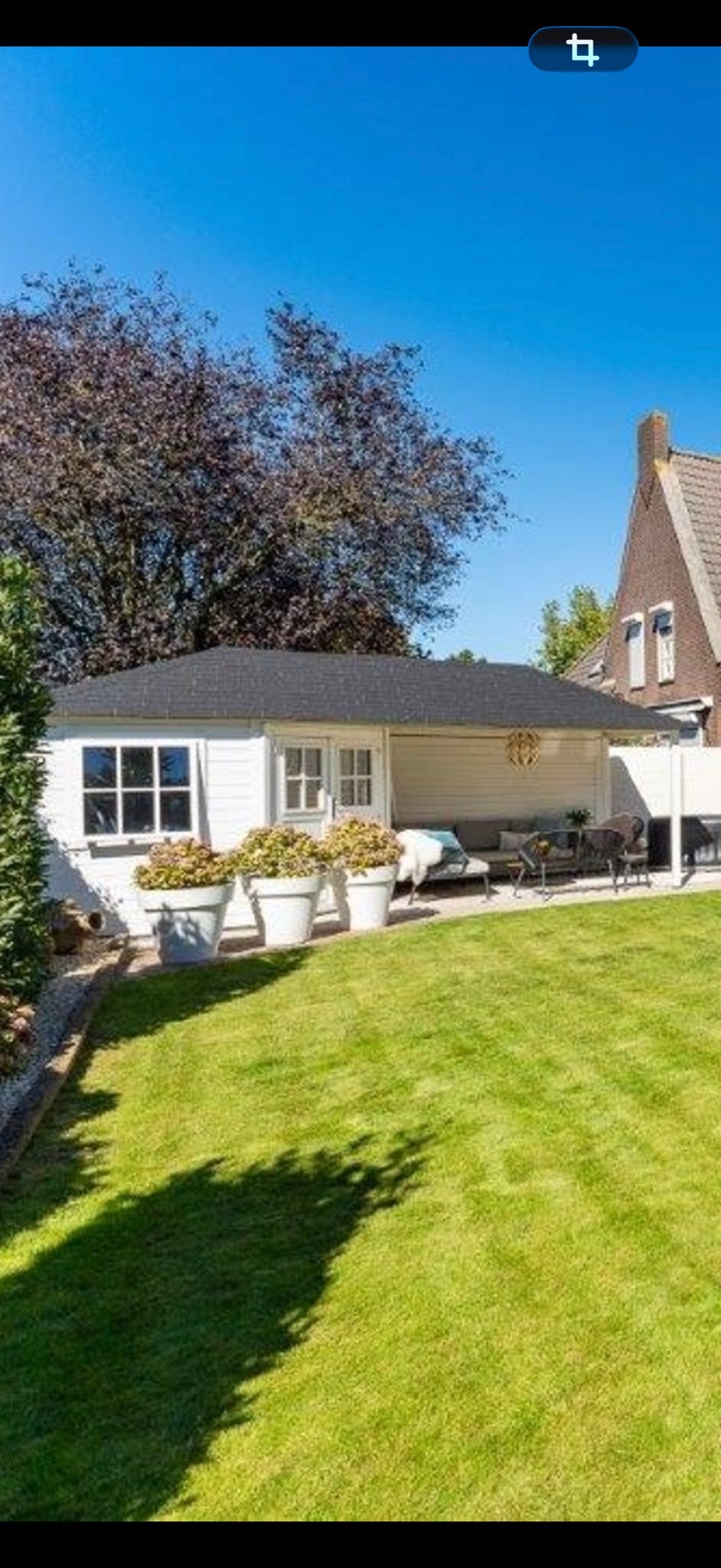 Tuinhuis met overkapping, ca. 6x3 meter - Zelf demonteren, Tuin en Terras, Tuinhuis, Ophalen of Verzenden, 2 ramen, 500 cm of meer